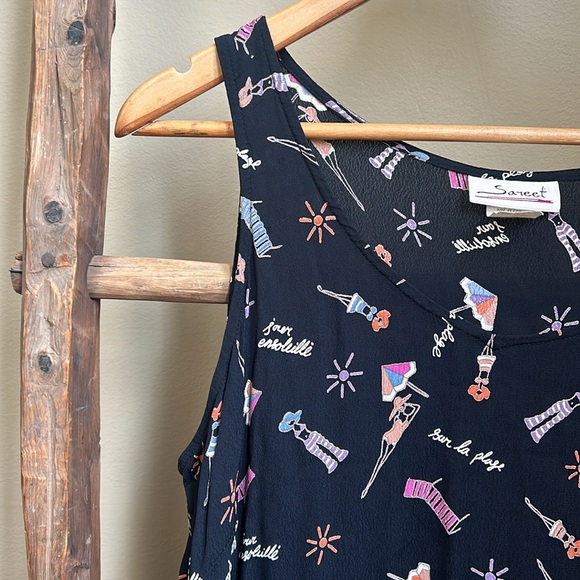 Sareet Floral Long Summer Dress Size Large Made In The USA - Picture 5 of 11